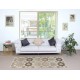 Vintage Handmade Beige Turkish Accent Rug with Floral Design