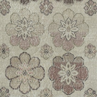 Vintage Handmade Beige Turkish Accent Rug with Floral Design
