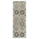 Vintage Handmade Beige Turkish Accent Rug with Floral Design