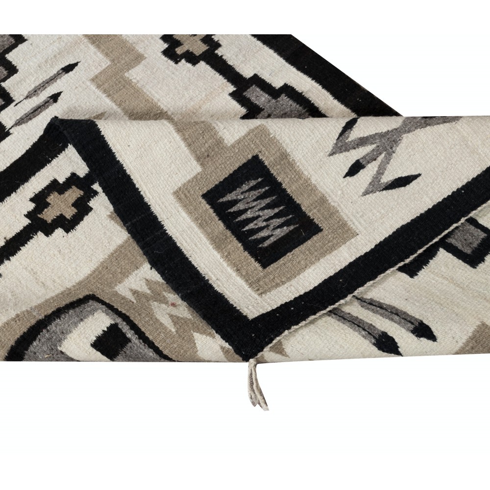 Vintage Navajo Storm Pattern Flat-weave Kilim Rug. 100% Wool