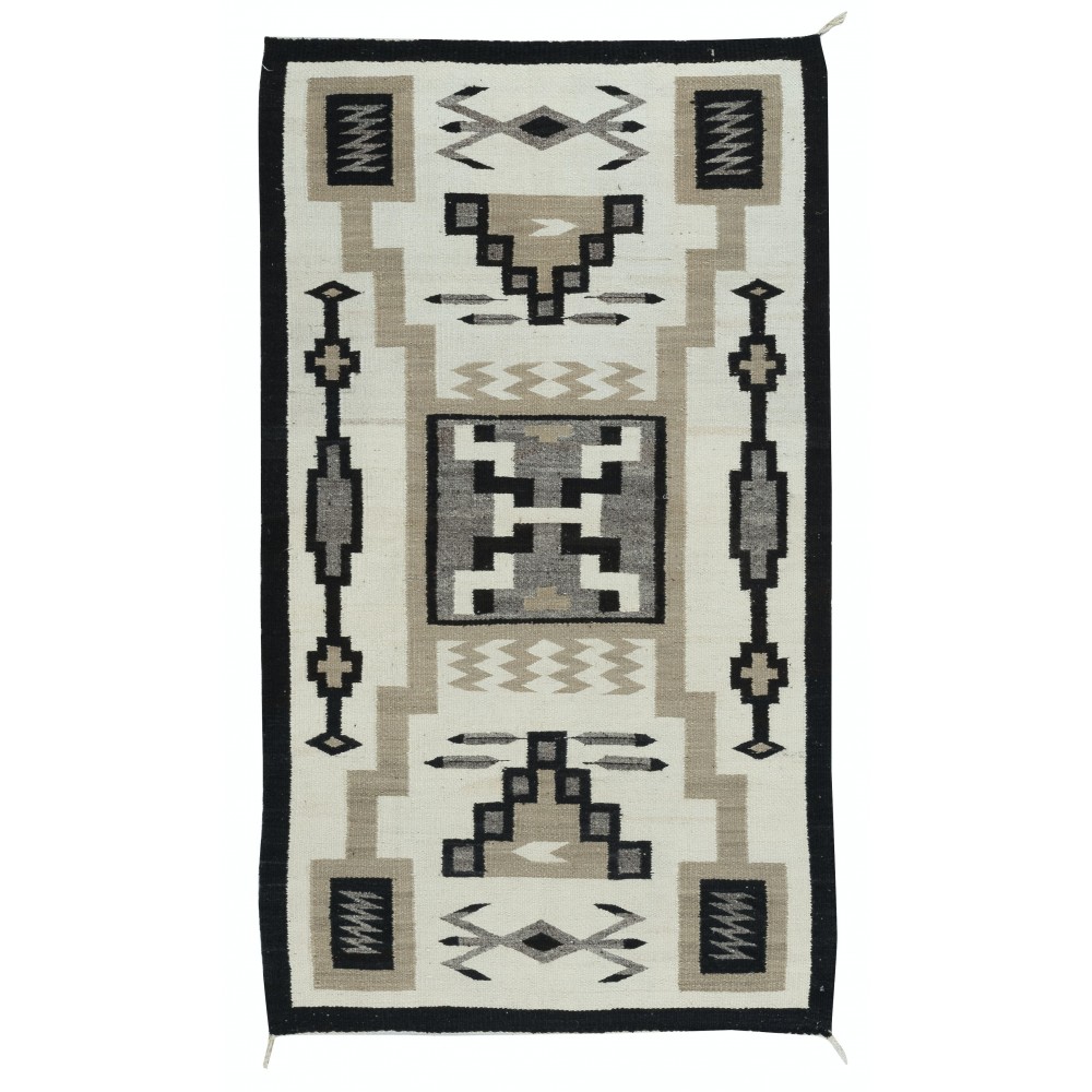 Vintage Navajo Storm Pattern Flat-weave Kilim Rug. 100% Wool