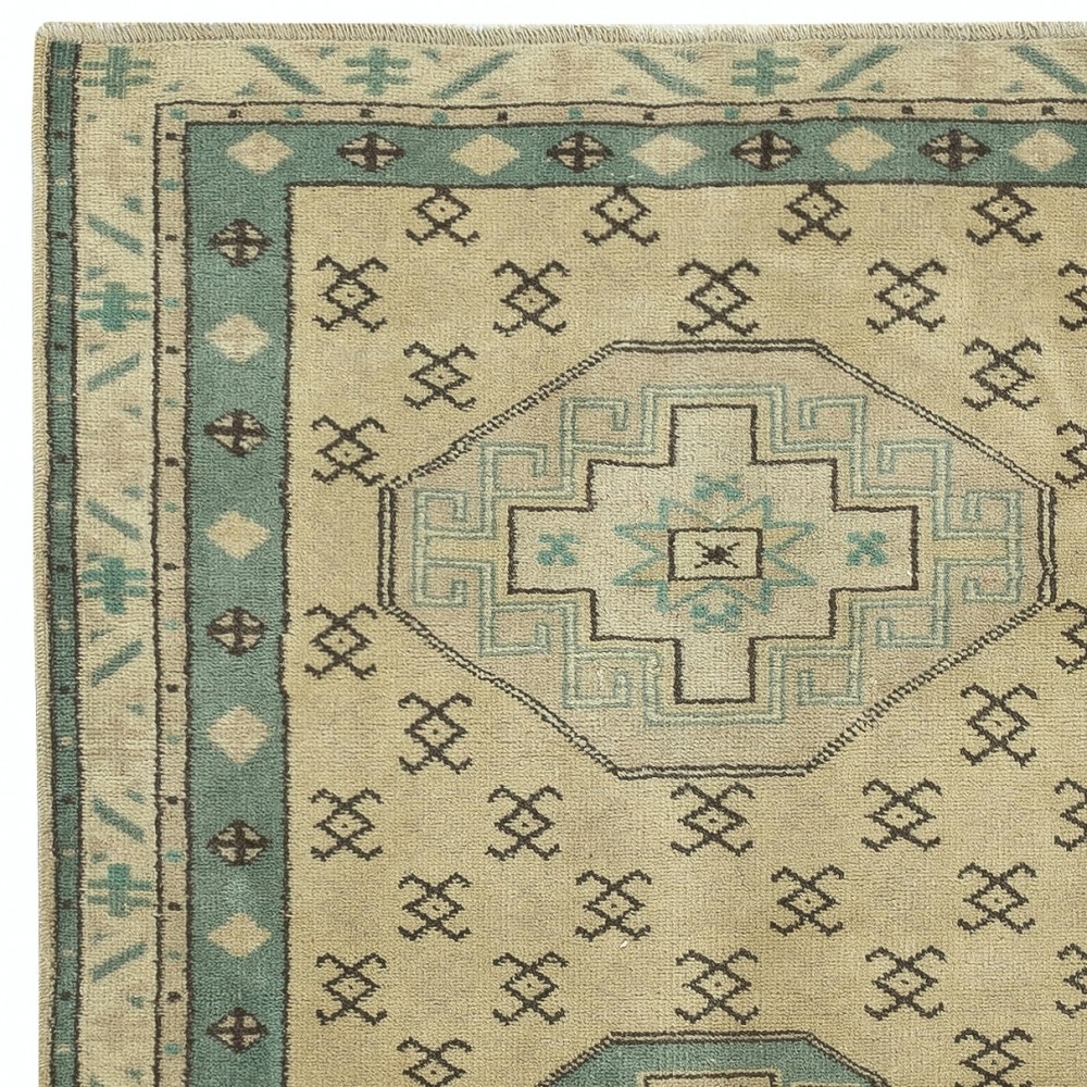 Mid-Century Handmade Turkish Accent Rug Made of Wool