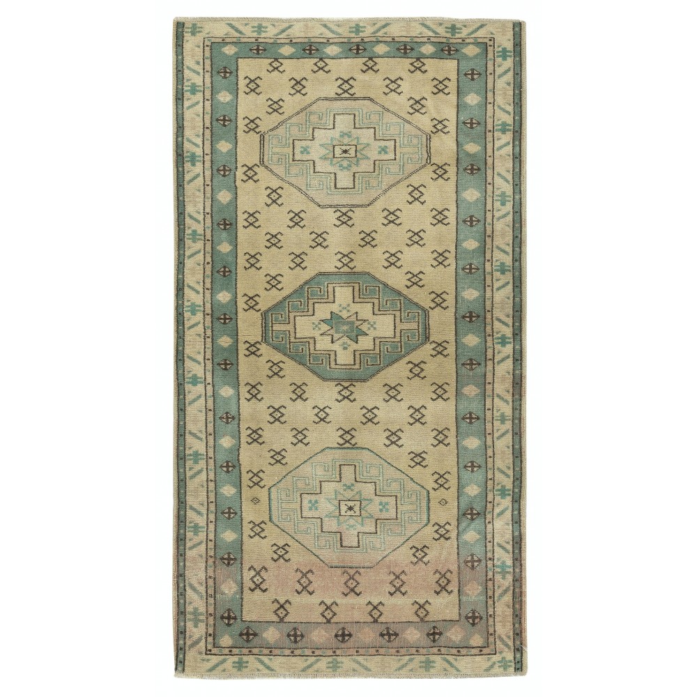 Mid-Century Handmade Turkish Accent Rug Made of Wool