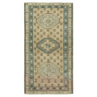 Mid-Century Handmade Turkish Accent Rug Made of Wool