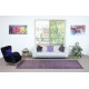Purple Color Handmade Hallway Runner. Kitchen Rug. Floral Patterned Corridor Rug. Modern Stair Rug