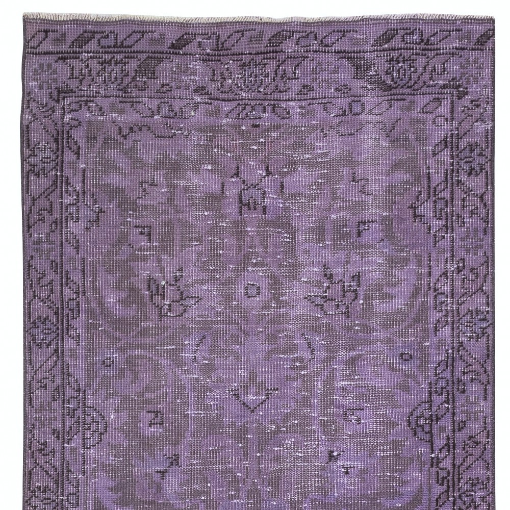 Purple Color Handmade Hallway Runner. Kitchen Rug. Floral Patterned Corridor Rug. Modern Stair Rug