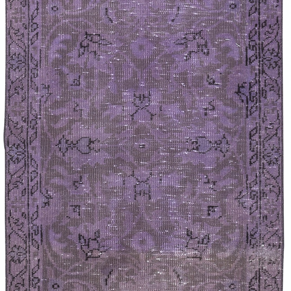 Purple Color Handmade Hallway Runner. Kitchen Rug. Floral Patterned Corridor Rug. Modern Stair Rug