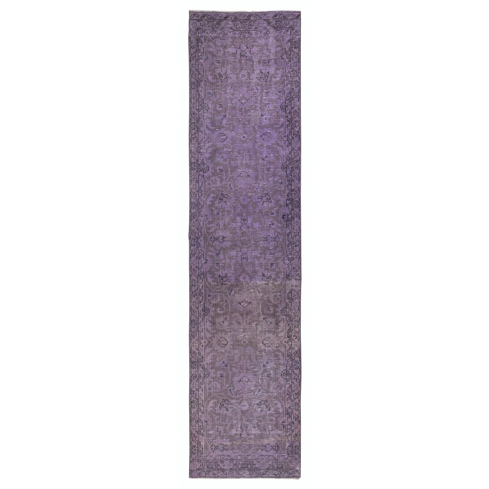 Purple Color Handmade Hallway Runner. Kitchen Rug. Floral Patterned Corridor Rug. Modern Stair Rug