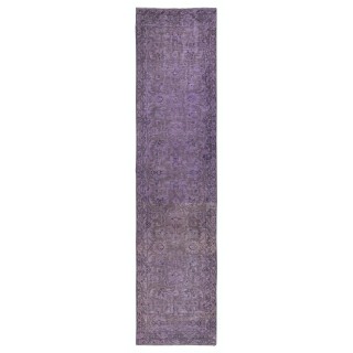 Purple Color Handmade Hallway Runner. Kitchen Rug. Floral Patterned Corridor Rug. Modern Stair Rug