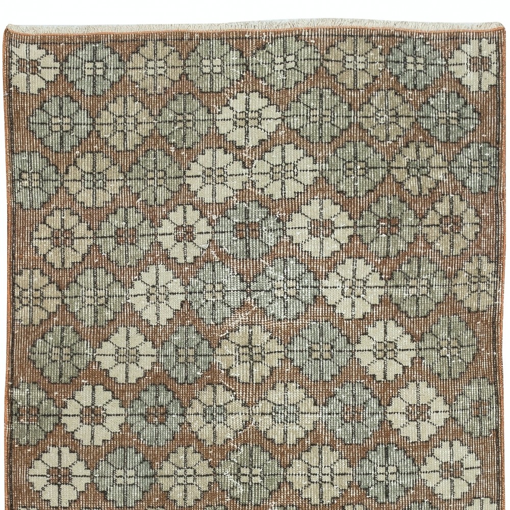 Vintage Runner Rug for Kitchen. Handmade Hallway Rug. Floral Pattern Stair Rug. Corridor Rug