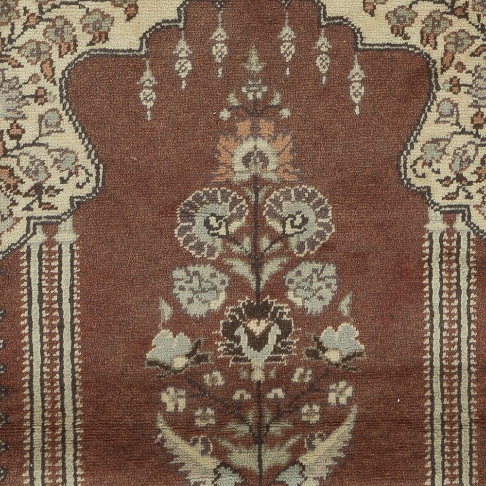 Handmade Turkish Kayseri Prayer Rug, 100% Wool, Vintage Prayer Mat