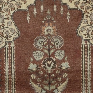 Handmade Turkish Kayseri Prayer Rug, 100% Wool, Vintage Prayer Mat