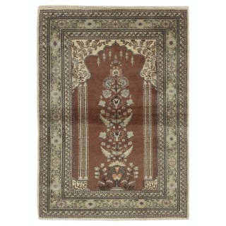 Handmade Turkish Kayseri Prayer Rug, 100% Wool, Vintage Prayer Mat