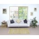 Yellow Color Handmade Turkish Wool Rug with Floral Design
