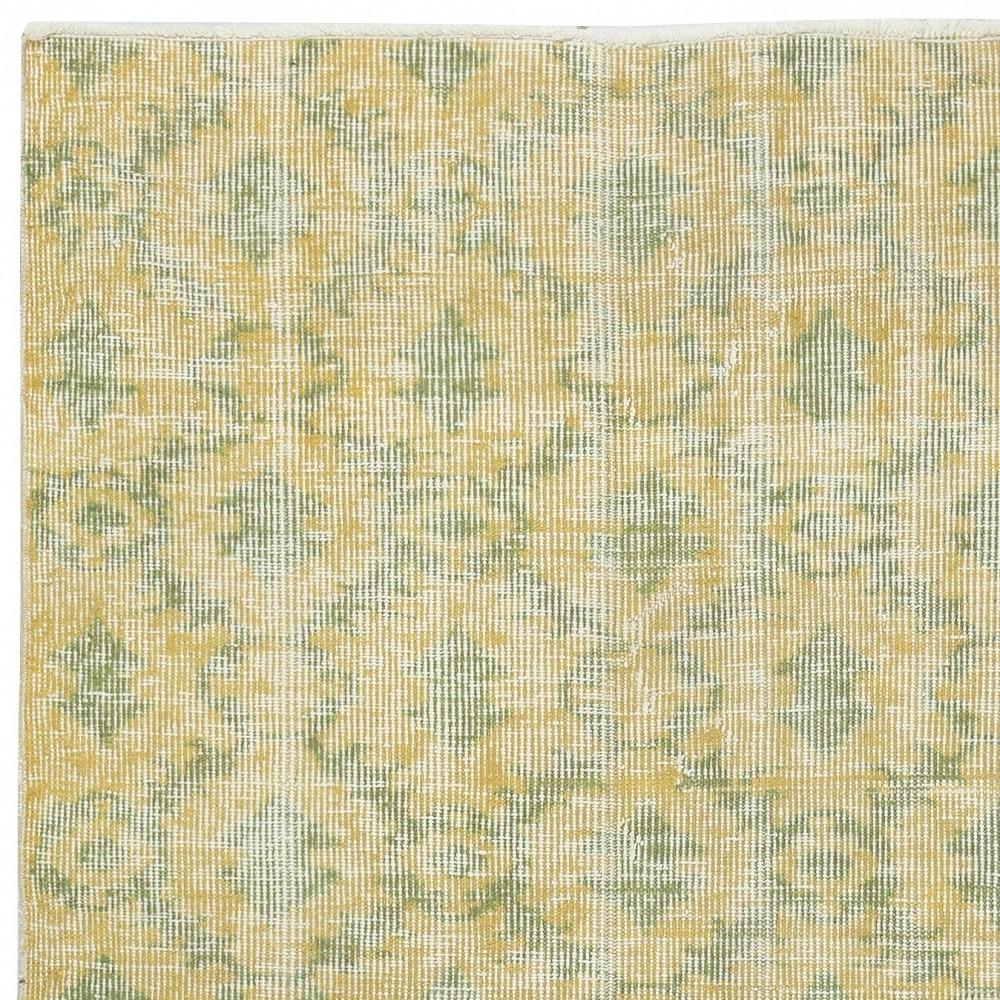 Yellow Color Handmade Turkish Wool Rug with Floral Design