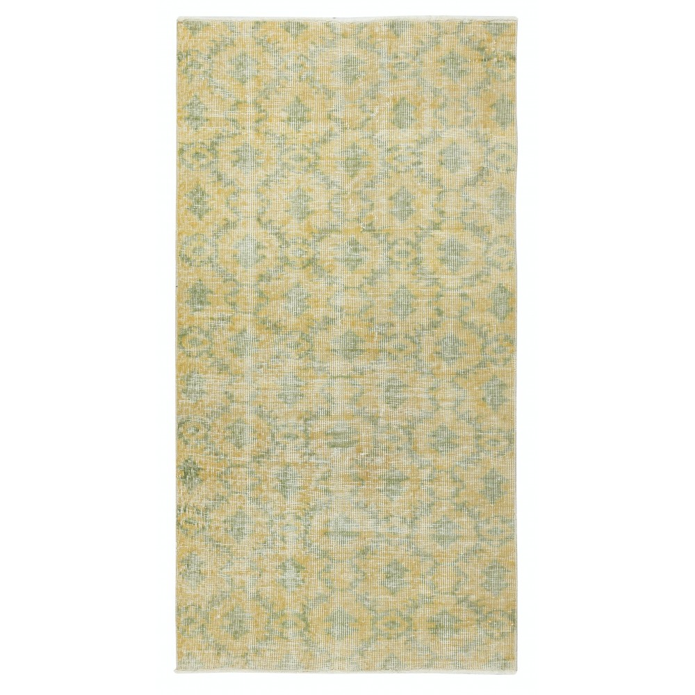 Yellow Color Handmade Turkish Wool Rug with Floral Design