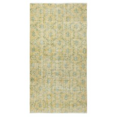 Yellow Color Handmade Turkish Wool Rug with Floral Design