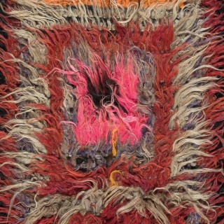 Vintage Shag Pile Handmade Turkish Tulu Runner Rug Made of Mohair Wool