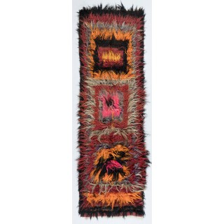 Vintage Shag Pile Handmade Turkish Tulu Runner Rug Made of Mohair Wool