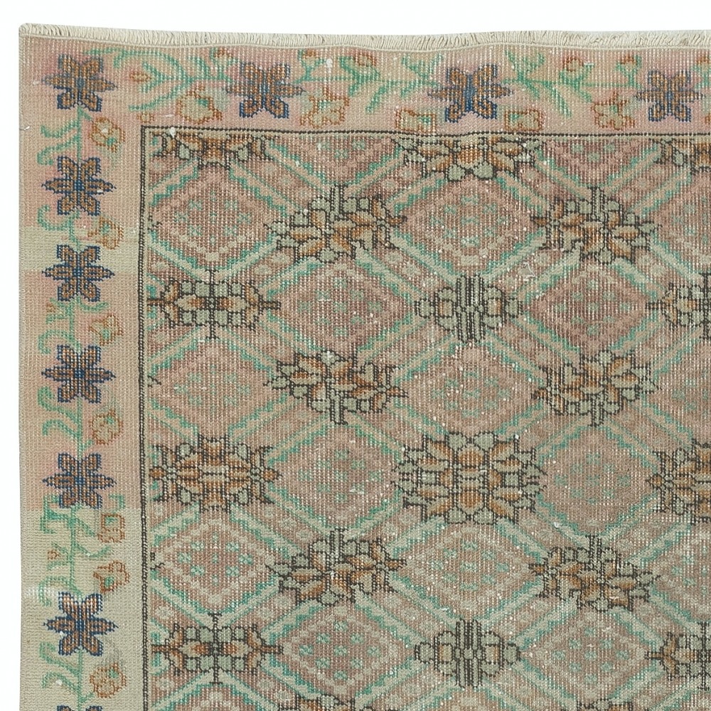Handmade Turkish Accent Rug for Kitchen. Vintage Small Rug for Entryway or Bedroom