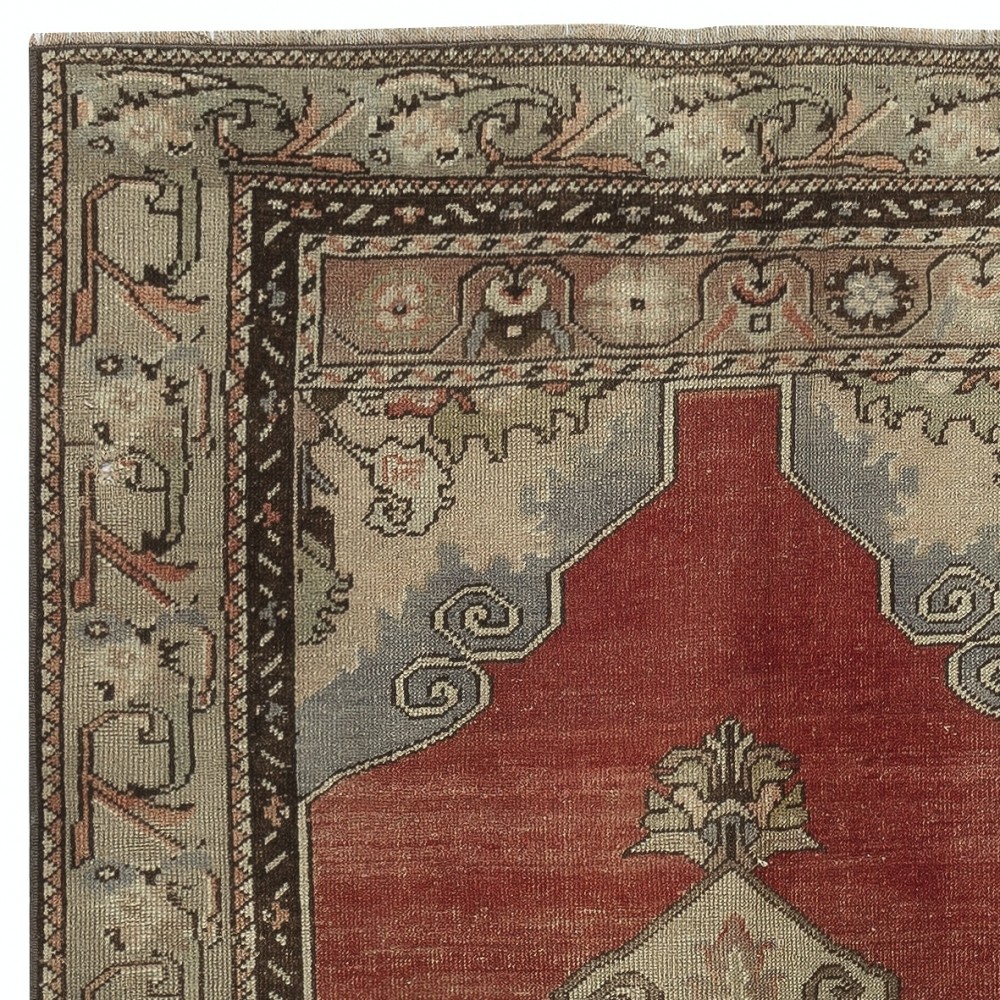 One of a pair Vintage Handmade Turkish Area Rug, 100% Wool