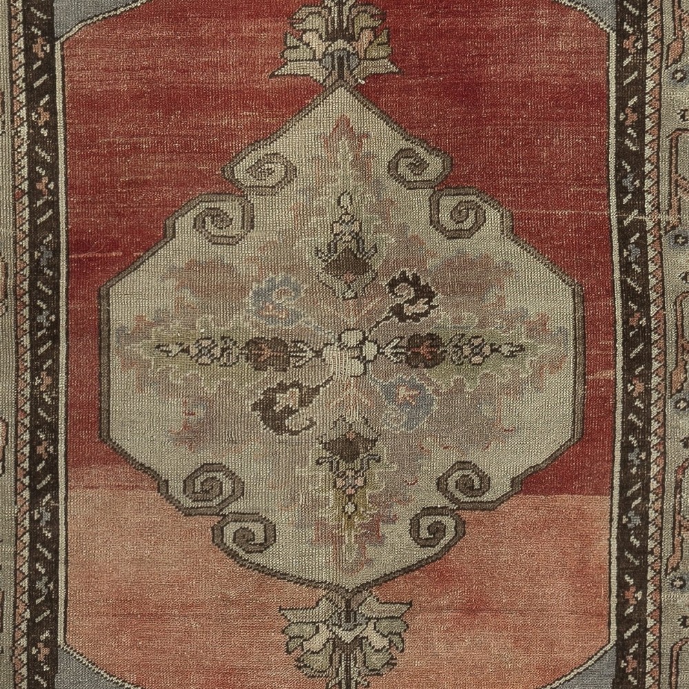 One of a pair Vintage Handmade Turkish Area Rug, 100% Wool
