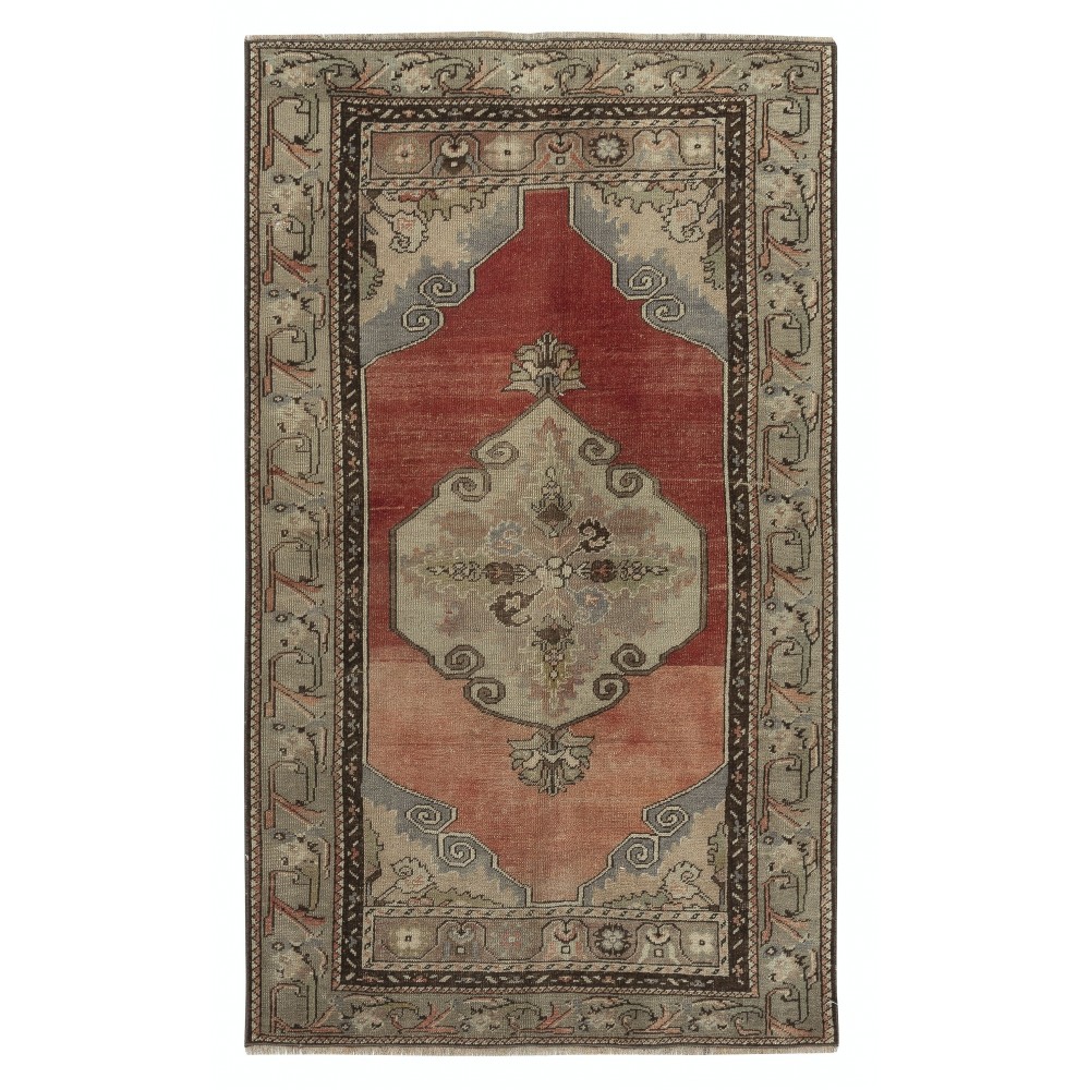One of a pair Vintage Handmade Turkish Area Rug, 100% Wool