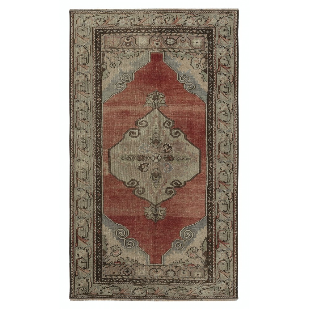 One of a pair Vintage Handmade Turkish Area Rug, 100% Wool