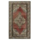 One of a pair Vintage Handmade Turkish Area Rug, 100% Wool