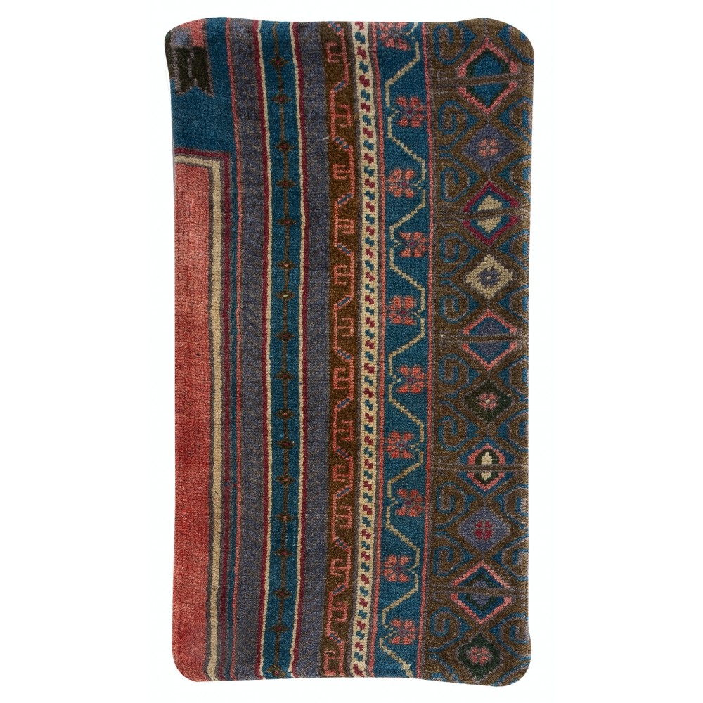 One-of-a-Kind Turkish Rug Pillow. Handknotted Wool Rug Cushion. Vintage Toss Pillow