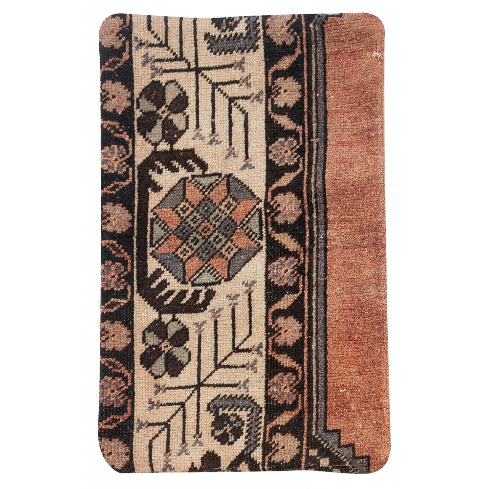 Rustic Handmade Wool Cushion Cover. Vintage Turkish Rug Pillow