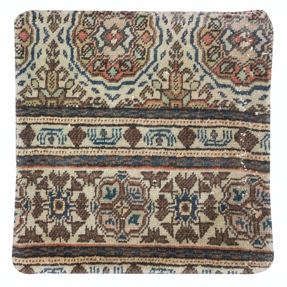 Authentic Turkish Wool Cushion Cover. Handknotted Rug Pillow. Rustic Decor. Vintage Throw Pillow