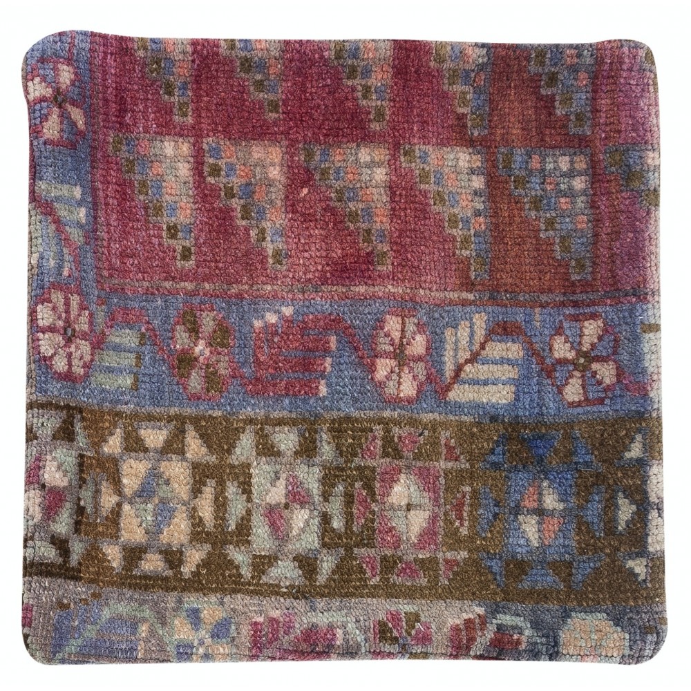 Rustic Turkish Cushion Cover. Handmade Wool Rug Pillow. Bohemian Style Toss Pillow. Vintage Toss Pillow