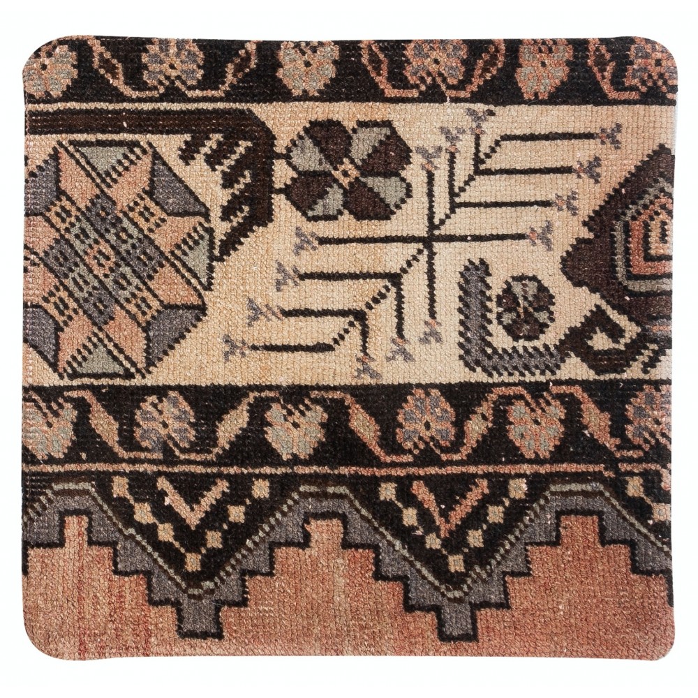 Vintage Wool Cushion. Handknotted Rug Pillow. Ethnic Home Decor. Turkish Throw Pillow