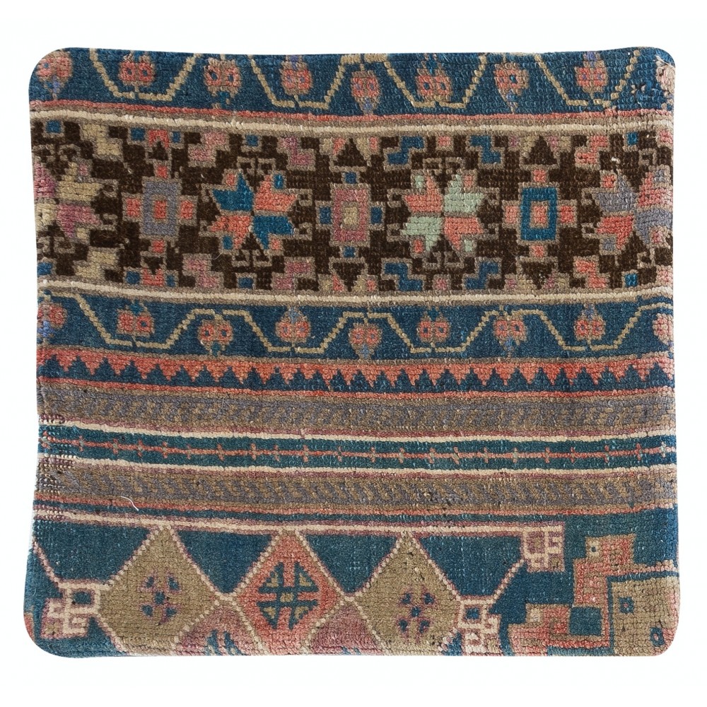 Turkish Rug Throw Pillow. Handmade Wool Cushion Cover. Vintage Toss Pillow