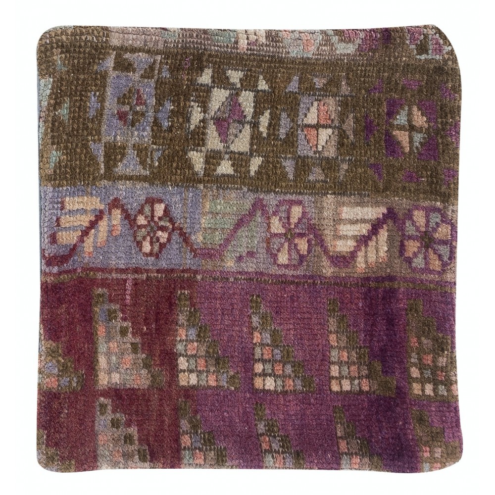 Handmade Turkish Wool Rug Cushion. Bohemian Home Decor. Vintage Toss Pillow Cover