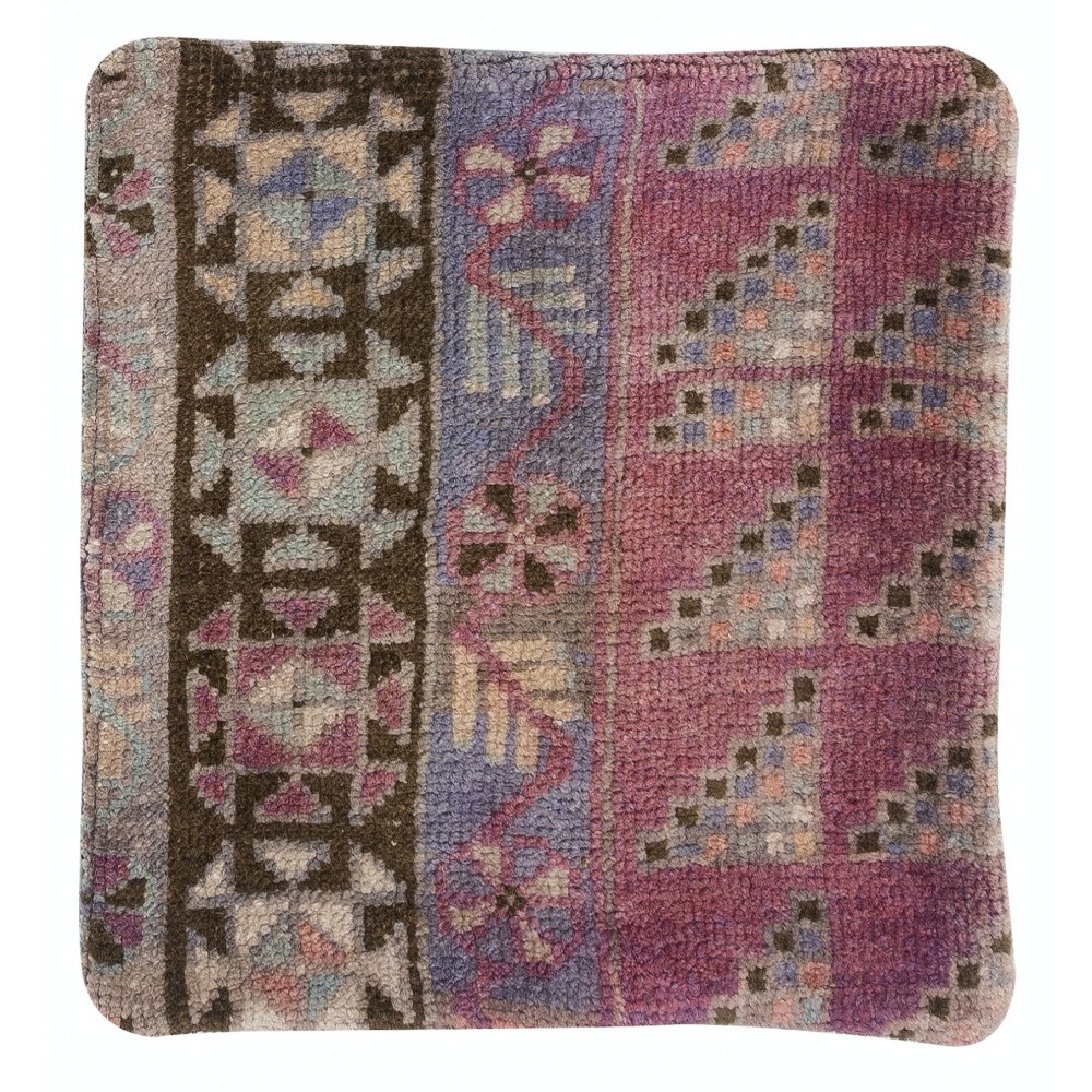 One-of-a-Kind Turkish Rug Pillow. Handknotted Wool Rug Cushion. Vintage Toss Pillow