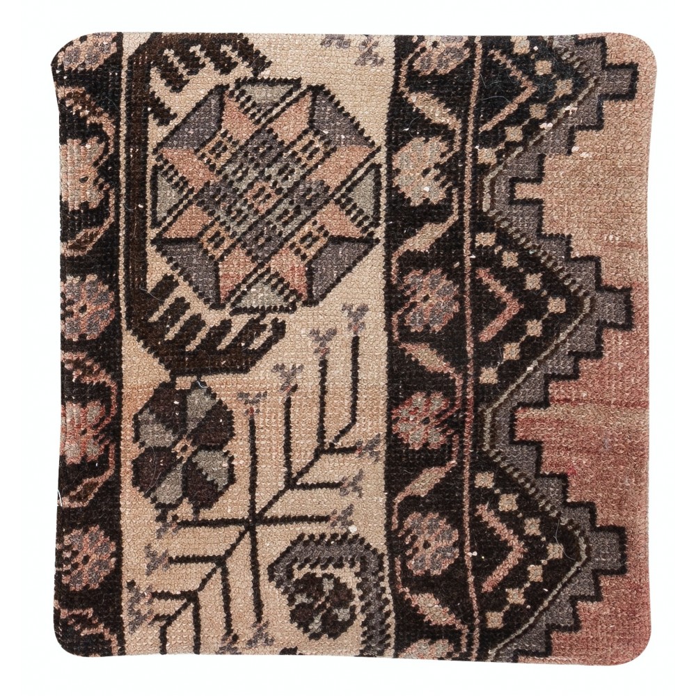 Rustic Handmade Wool Cushion Cover. Vintage Turkish Rug Pillow