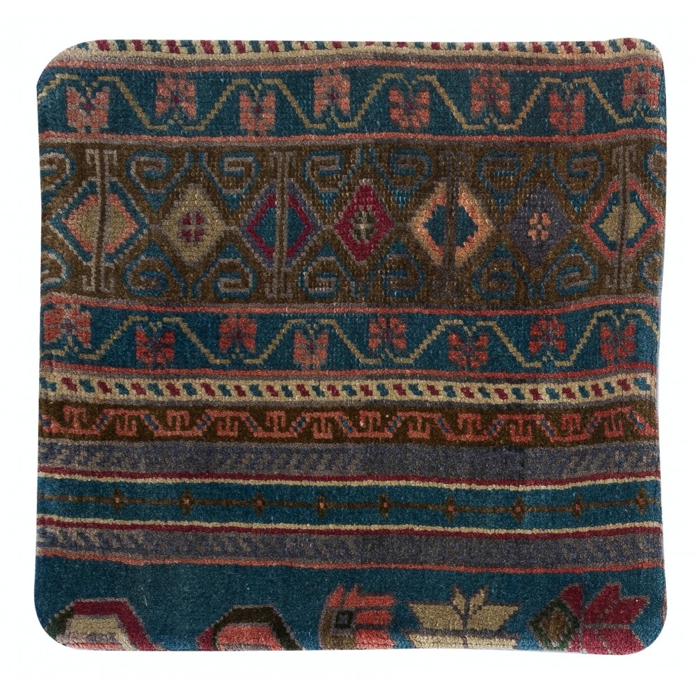 Hand-knotted Turkish Wool Rug Cushion Cover. Rustic Throw Pillow. Home Gift