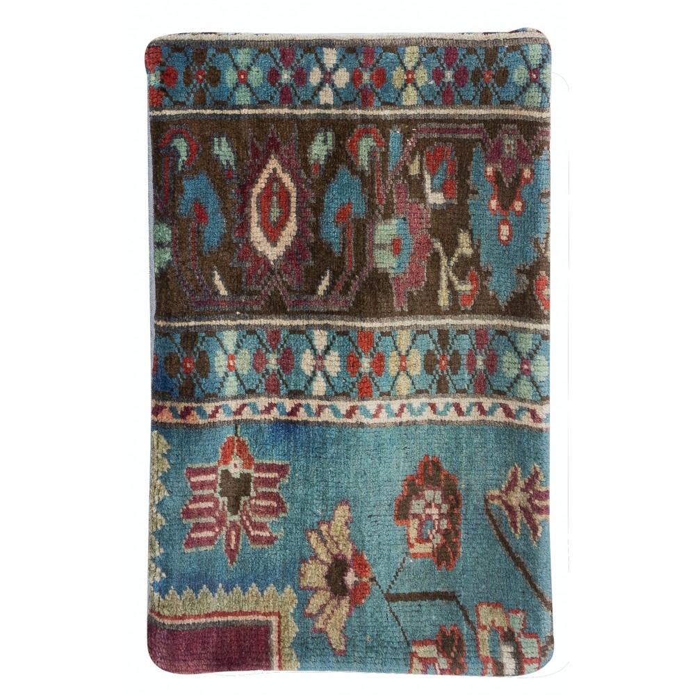 Hand-knotted Turkish Wool Rug Cushion Cover. Rustic Throw Pillow. Home Gift