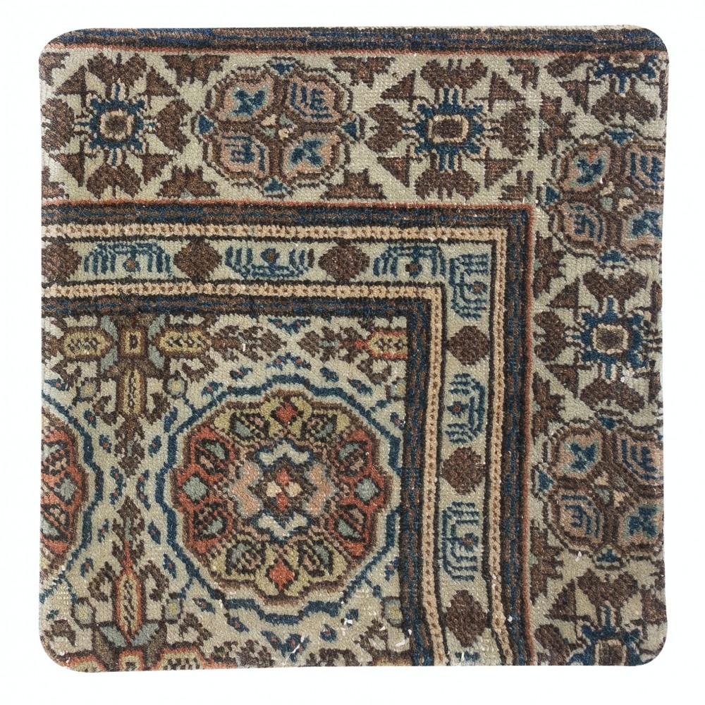 Rustic Handmade Wool Cushion Cover. Vintage Turkish Rug Pillow
