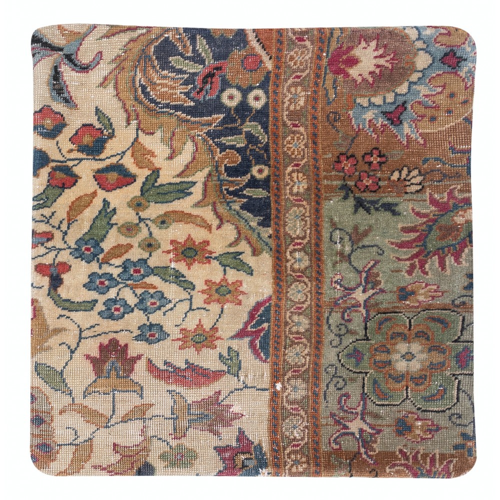 Authentic Turkish Wool Cushion Cover. Handknotted Rug Pillow. Rustic Decor. Vintage Throw Pillow