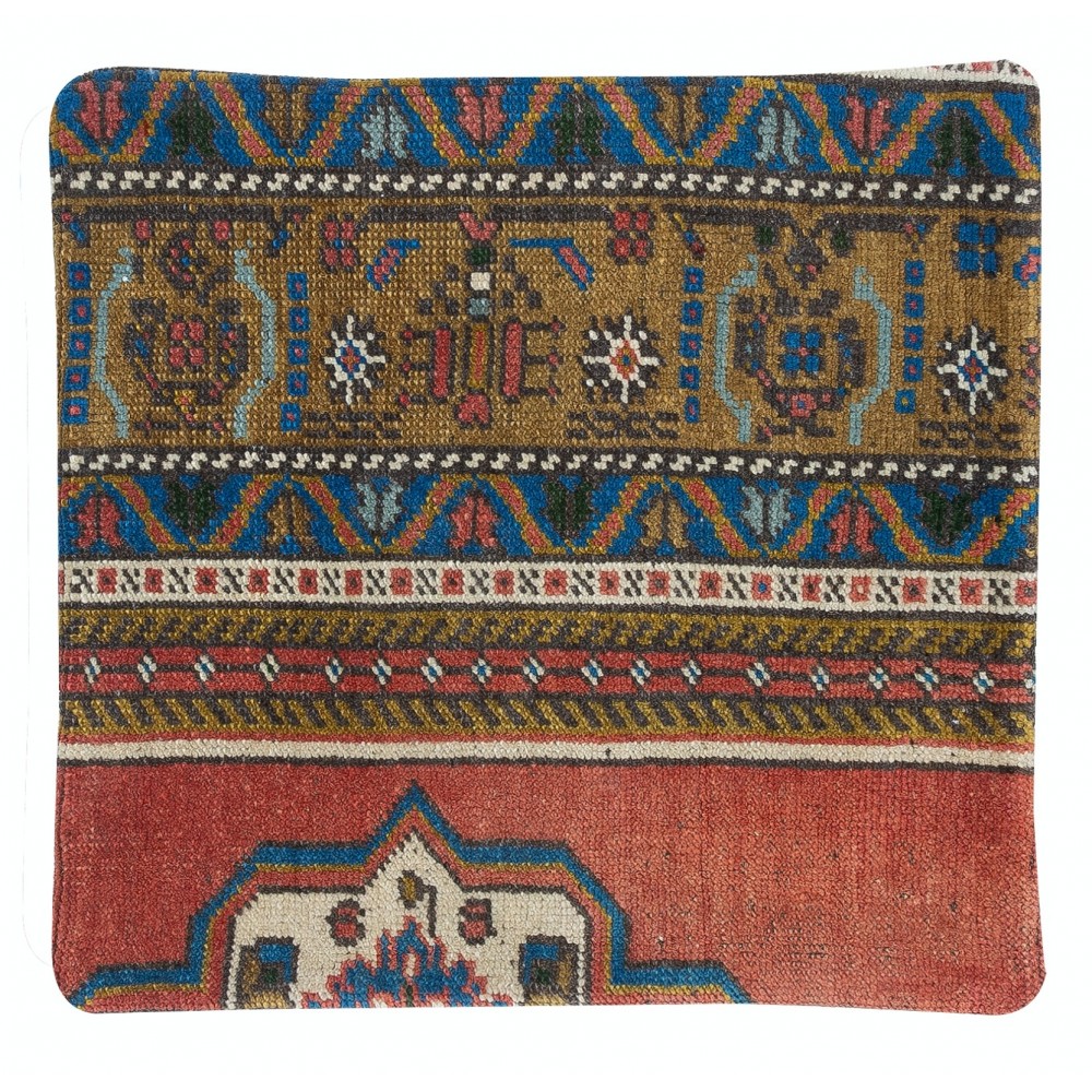 Handknotted Turkish Wool Cushion Cover. Rug Throw Pillow. Home Gift. Vintage Toss Pillow
