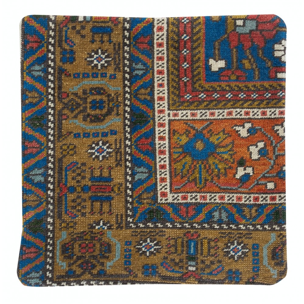 Hand-knotted Turkish Wool Rug Cushion Cover. Rustic Throw Pillow. Home Gift