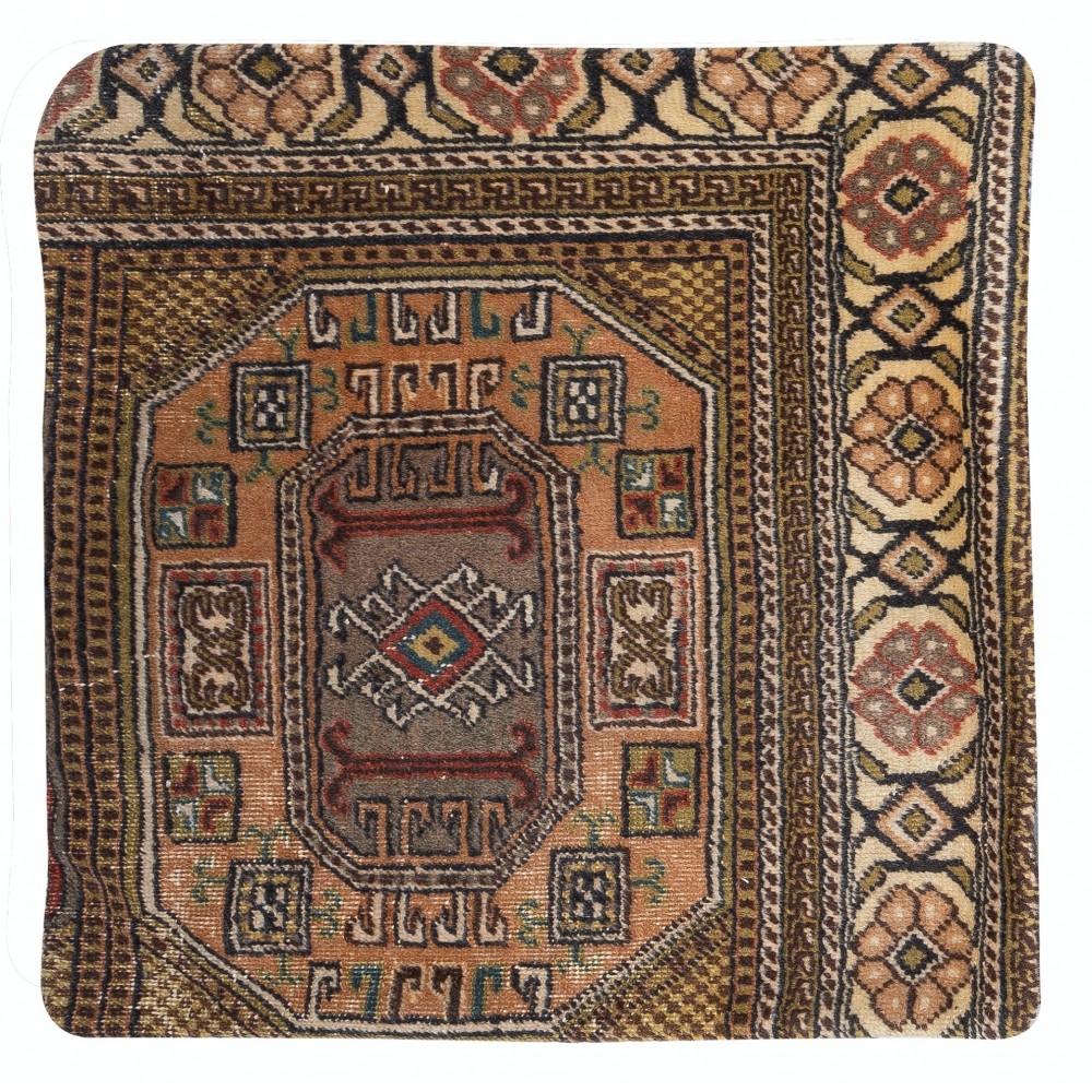 Rustic Handmade Wool Cushion Cover. Vintage Turkish Rug Pillow