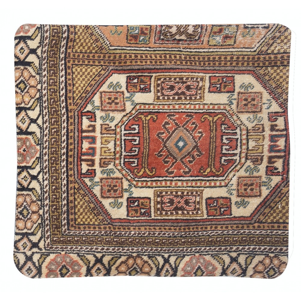 Hand-knotted Turkish Wool Rug Cushion Cover. Rustic Throw Pillow. Home Gift