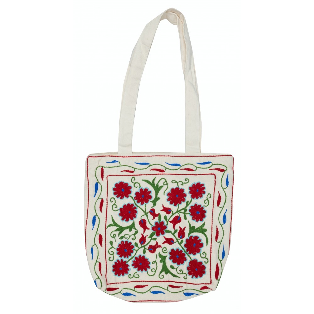 Silk Embroidery Handbag. New Suzani Textile Bag