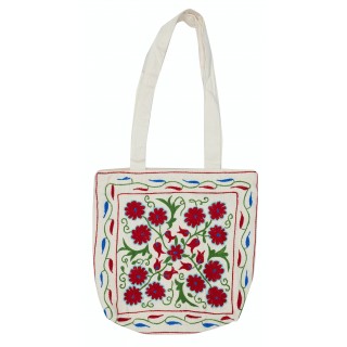 Silk Embroidery Handbag. New Suzani Textile Bag