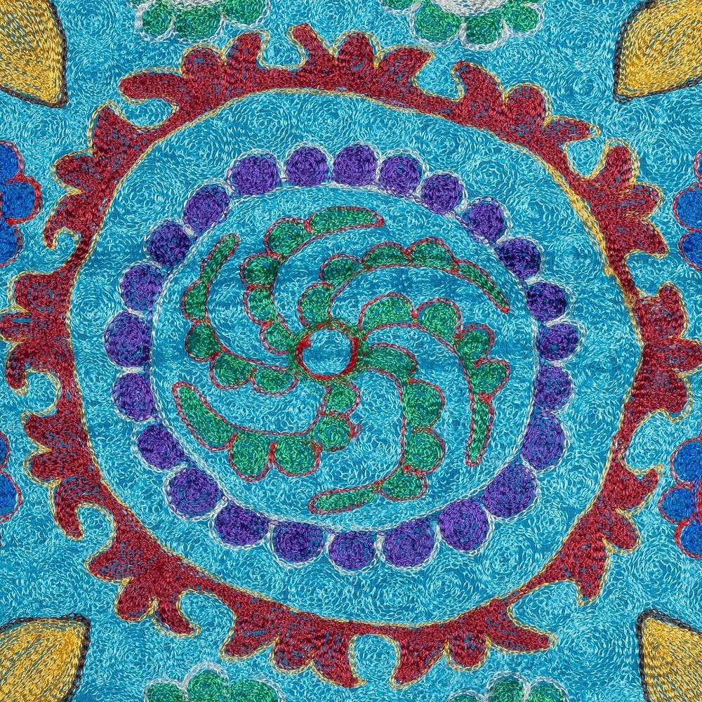 Silk Embroidery Cushion Cover. Light Blue Pillowcase. Modern Throw Pillow. New Toss Pillow