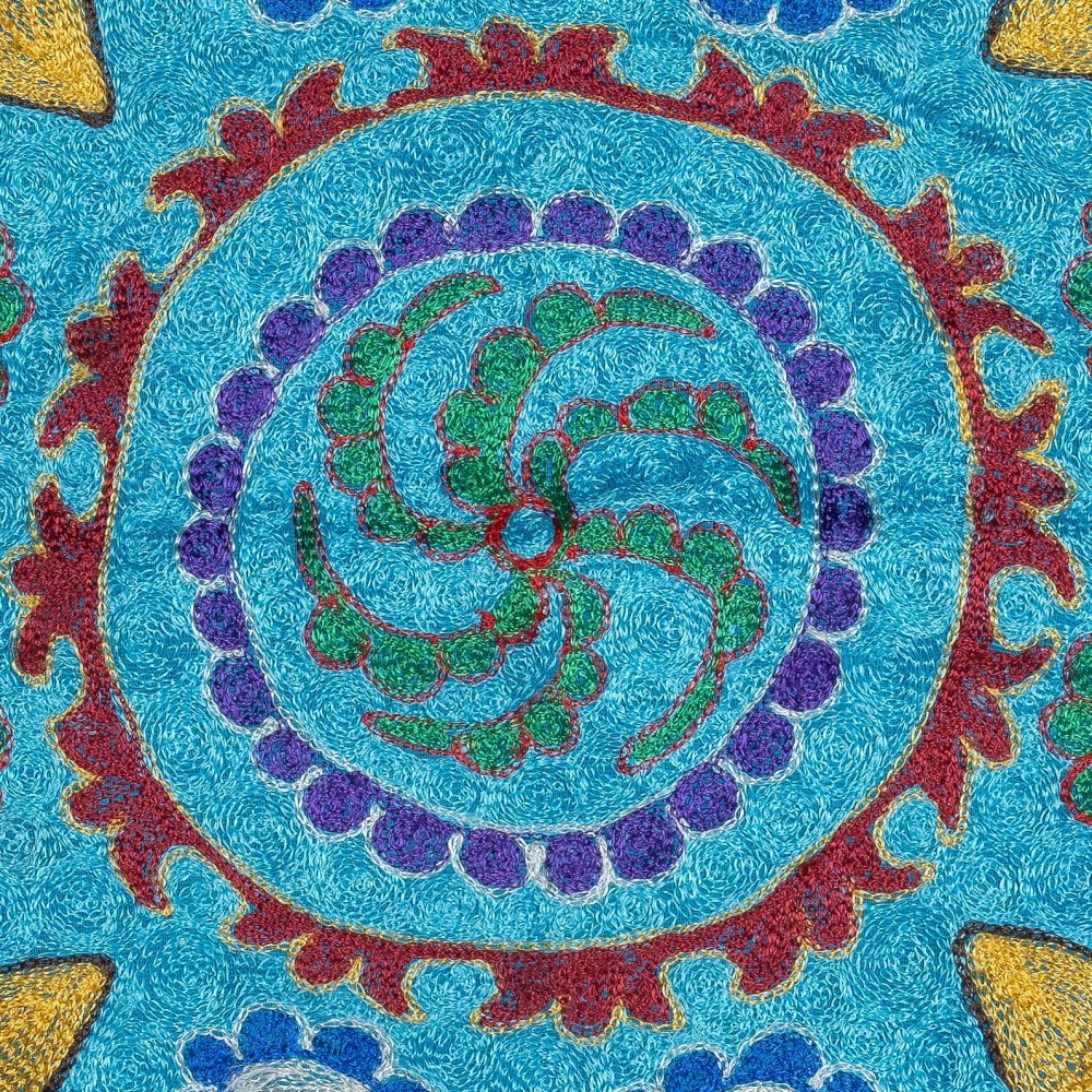 Silk Embroidery Cushion Cover. Light Blue Pillowcase. Modern Throw Pillow. New Toss Pillow